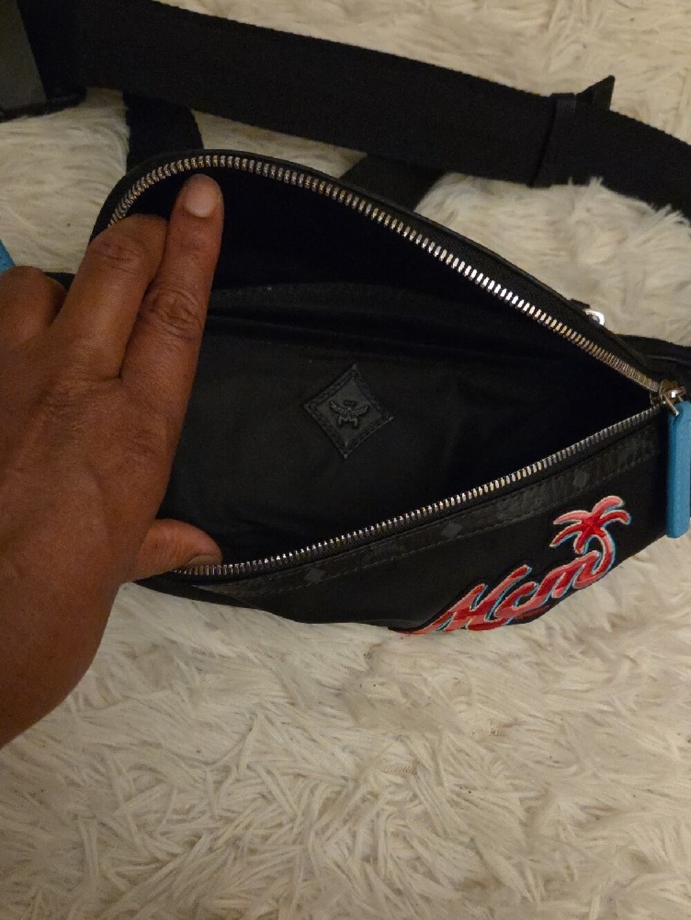 MCM Black Belt Bag with Red Script Logo - Picture 4 of 5